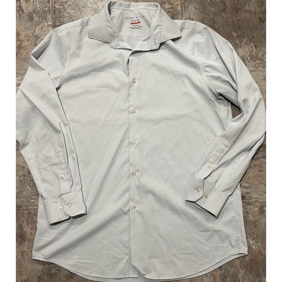 Perry Ellis PREMIUM The Tech Shirt Mens 16.5 34/35 Button Up Dress Shirt Plaid - Picture 1 of 5